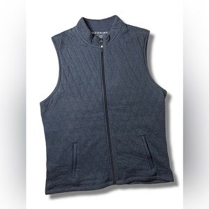 Mizzen And Main Men Large L Navy Heather Blue Full Zip Quilted Modal Cotton Vest